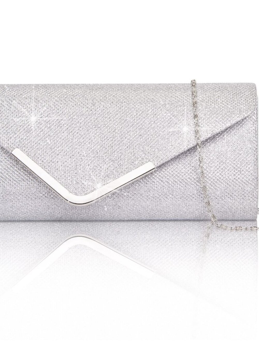 🆕 Silver Clutch Purses for Women, Shiny Sequin Envelope Clutch Evening Bag - Picture 4 of 4